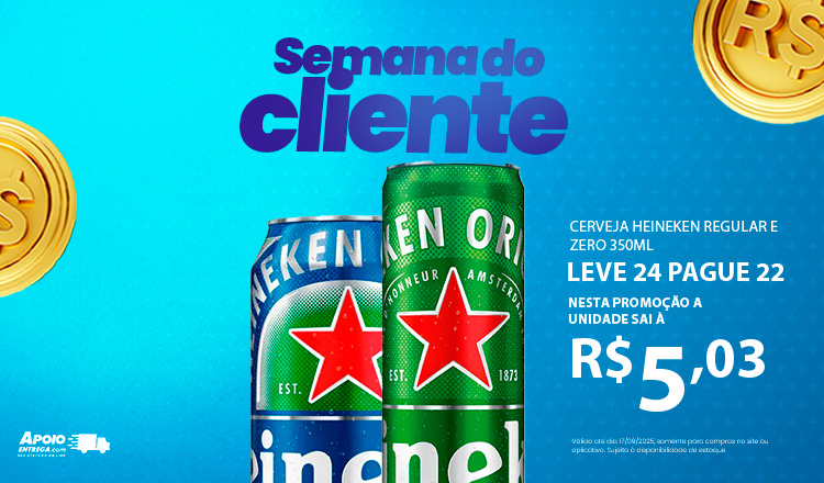 Cerveja Heineken Regular e Zero 350ml  17/09